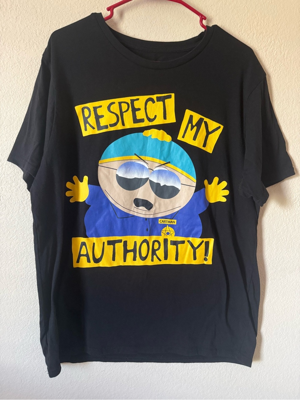 South Park Cartman “Respect My Authority!” Black Graphic Crew Neck Tee Size L